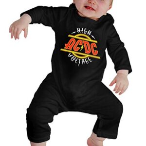 YtoaBmebqsu Long Sleeve AC DC 04 Funny Rompers Outfits For New Born Black 0