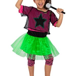 Funidelia Disfraz de Rockera para nina Anos 80 Anos 90 Musica Pop Decadas Disfraz para ninos y divertidos accesorios para Fiestas Carnaval y Halloween Rosa 0