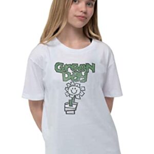 Green Day Camiseta para ninos con logotipo de la banda del maceta color blanco de 3 a 14 anos 0