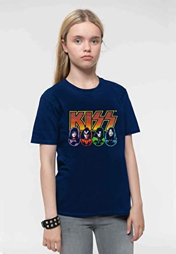 Kiss Camiseta para ninos con logotipo de la banda de los rostros e iconos oficial azul marino de 3 a 14 anos 0 3