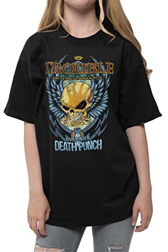 Rock Off Five Finger Death Punch Kids T Shirt Trouble Nuevo Oficial Negro Ages 5 14 Yrs Size Medium 78 Yrs 0 1