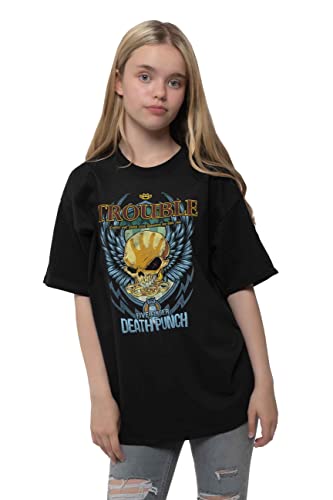 Rock Off Five Finger Death Punch Kids T Shirt Trouble Nuevo Oficial Negro Ages 5 14 Yrs Size Medium 78 Yrs 0